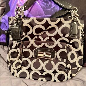 Coach Monogram Black and Gray Shoulder Bag